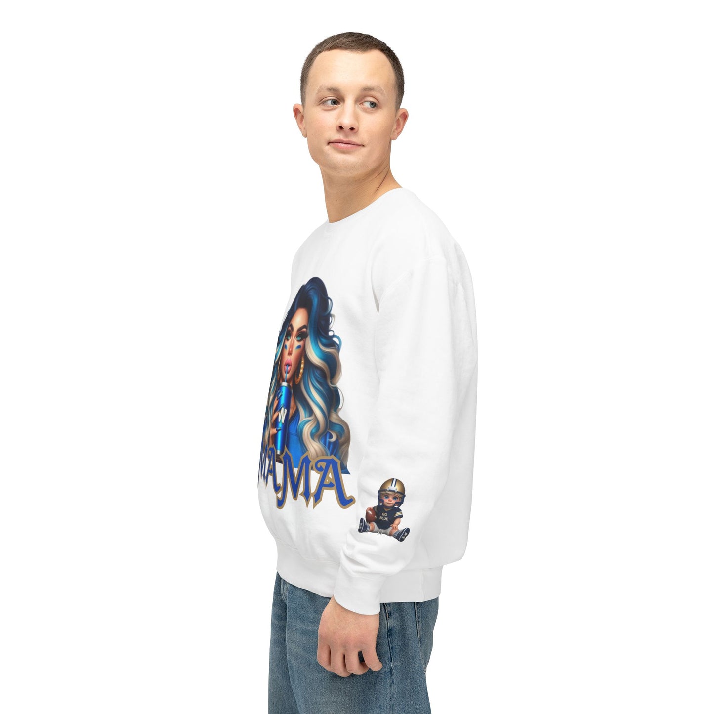 Mama Football Unisex Lightweight Crewneck Sweatshirt