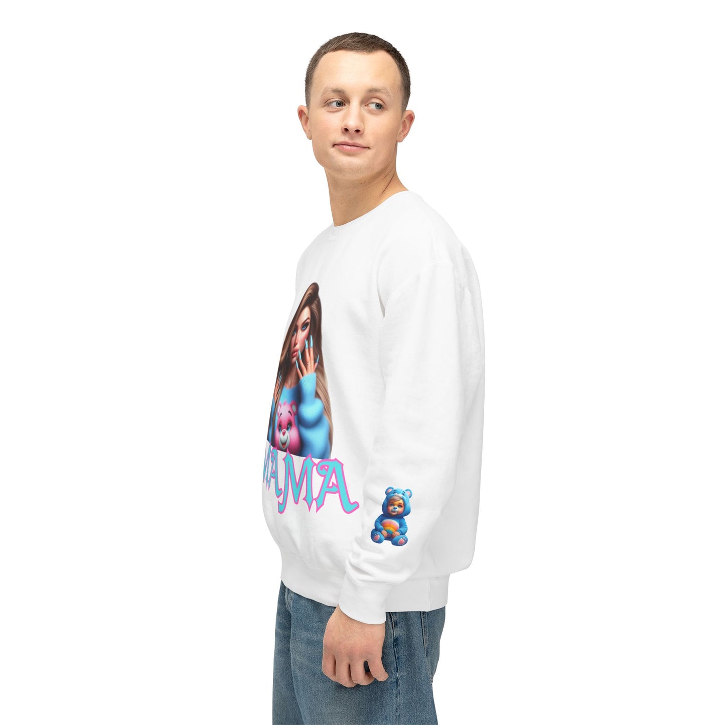 Mama Care Bear Unisex Lightweight Crewneck Sweatshirt