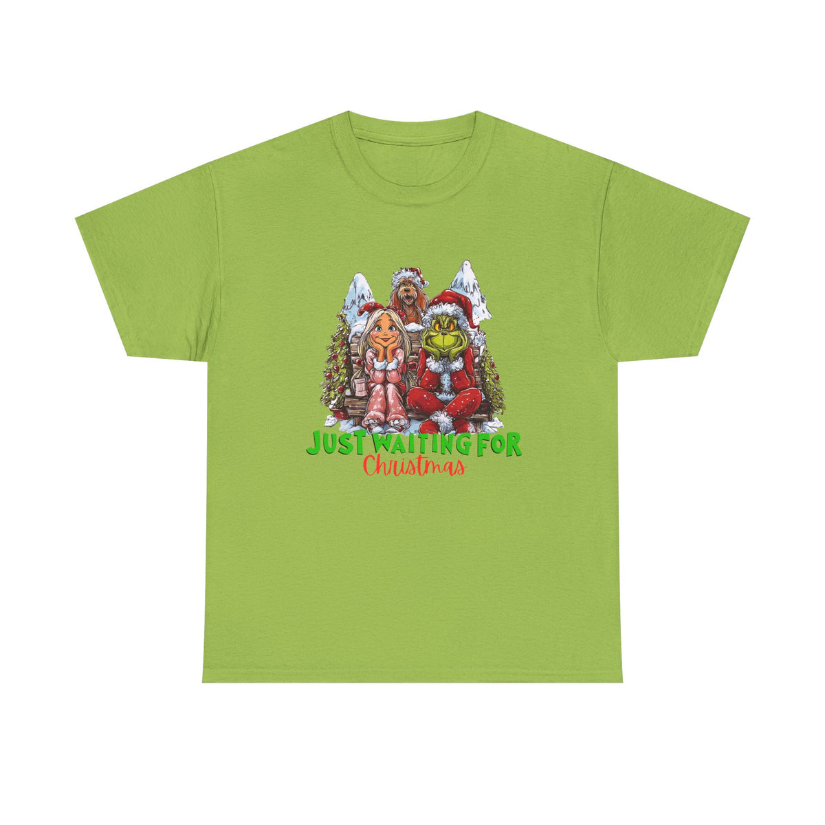 Just Waiting For Christmas Grinch Unisex Heavy Cotton Tee