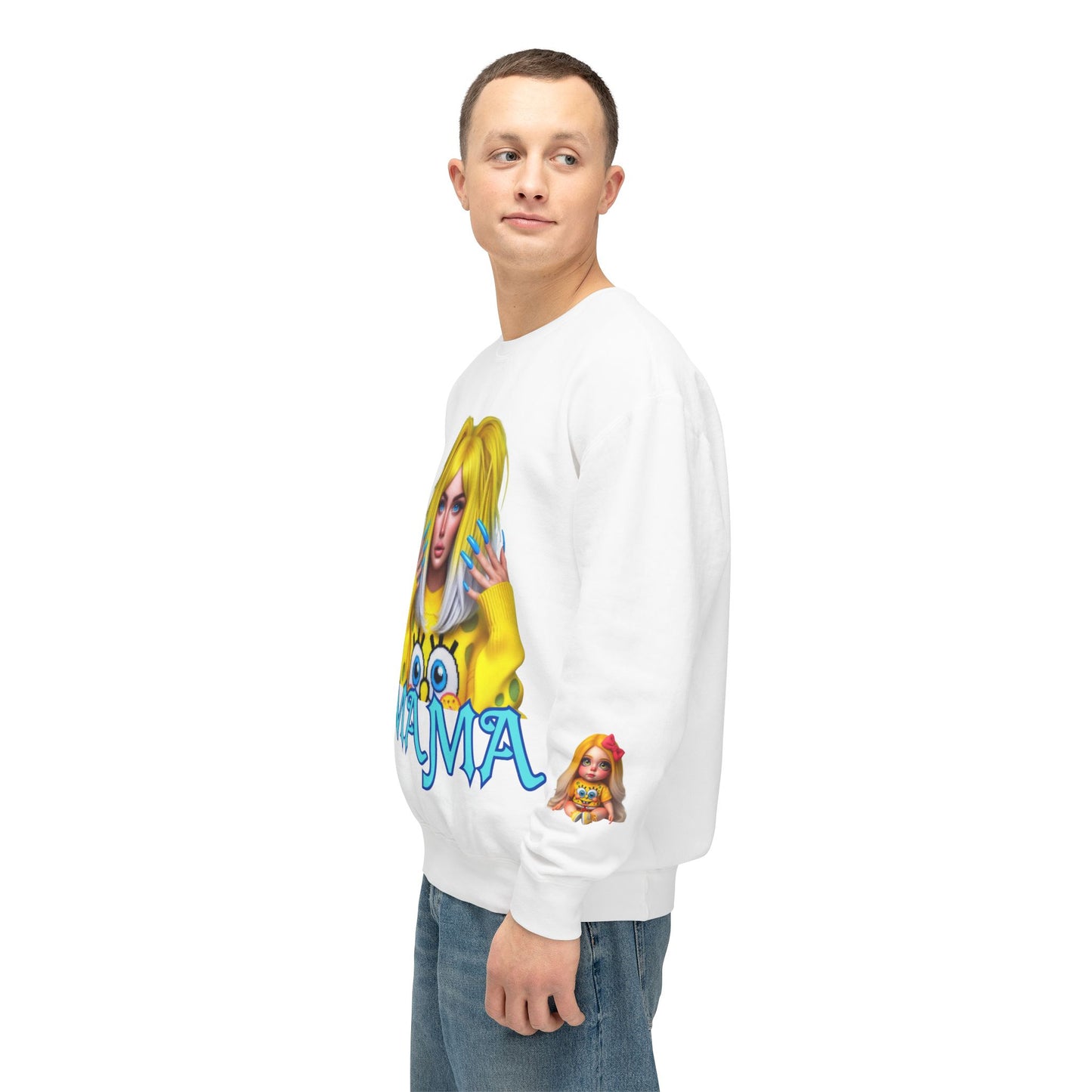 Mama SpongeBob Unisex Lightweight Crewneck Sweatshirt