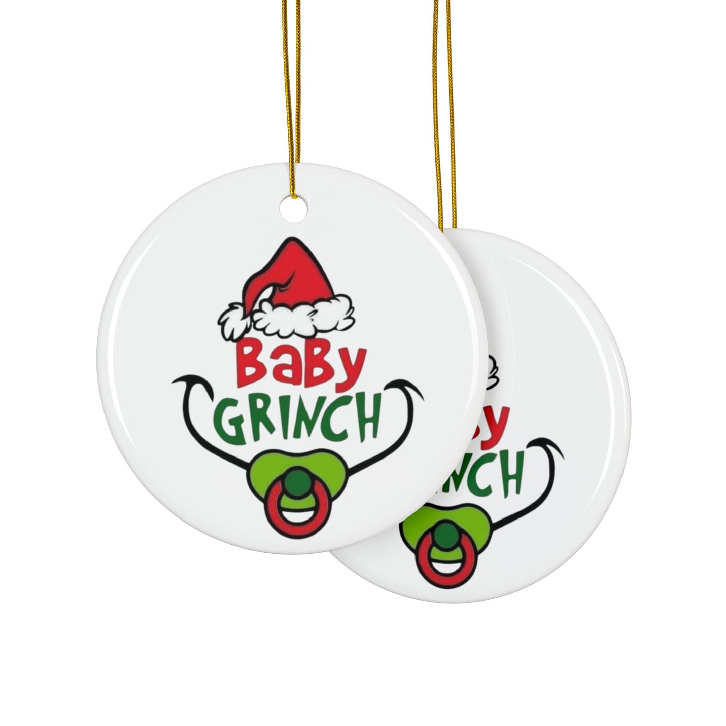 Baby Grinch Ceramic Ornaments, 2-Side Print, (1pc, 3pcs, 5pcs, 10pcs)