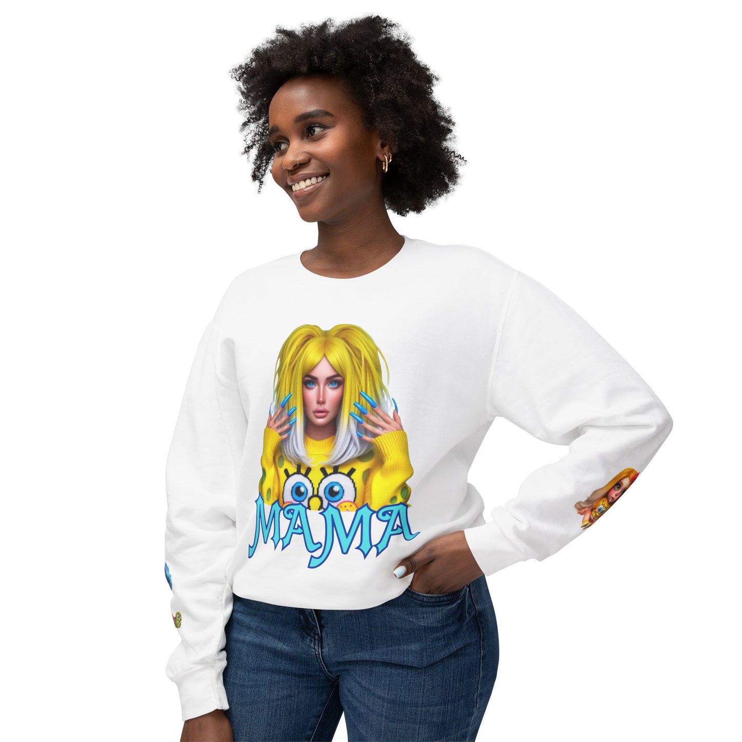 Mama SpongeBob Unisex Lightweight Crewneck Sweatshirt