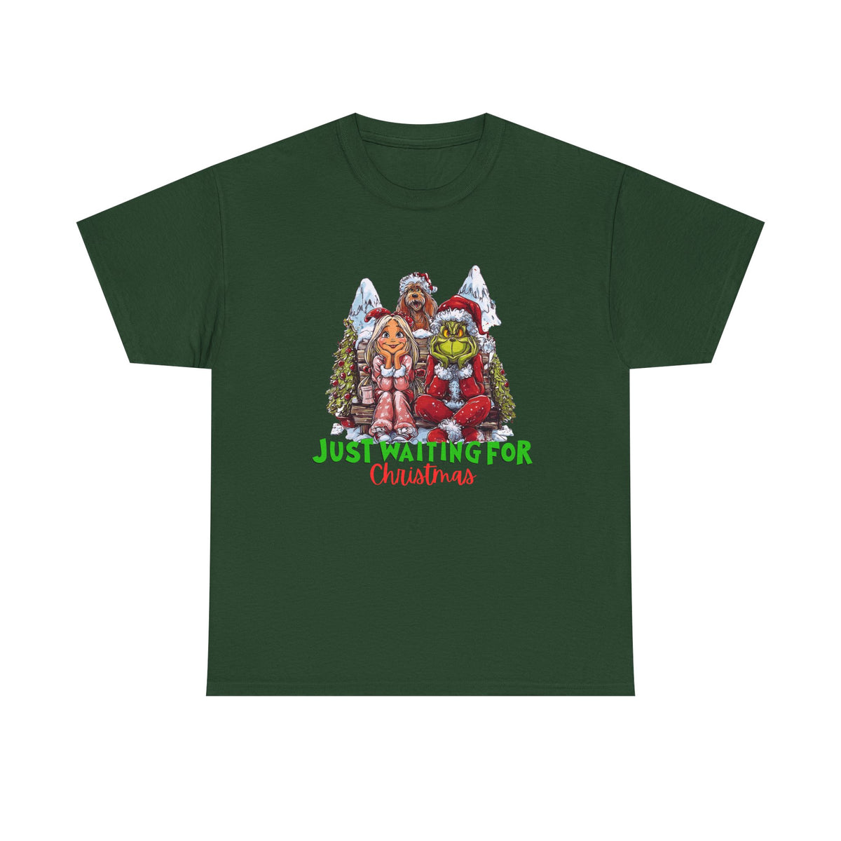 Just Waiting For Christmas Grinch Unisex Heavy Cotton Tee