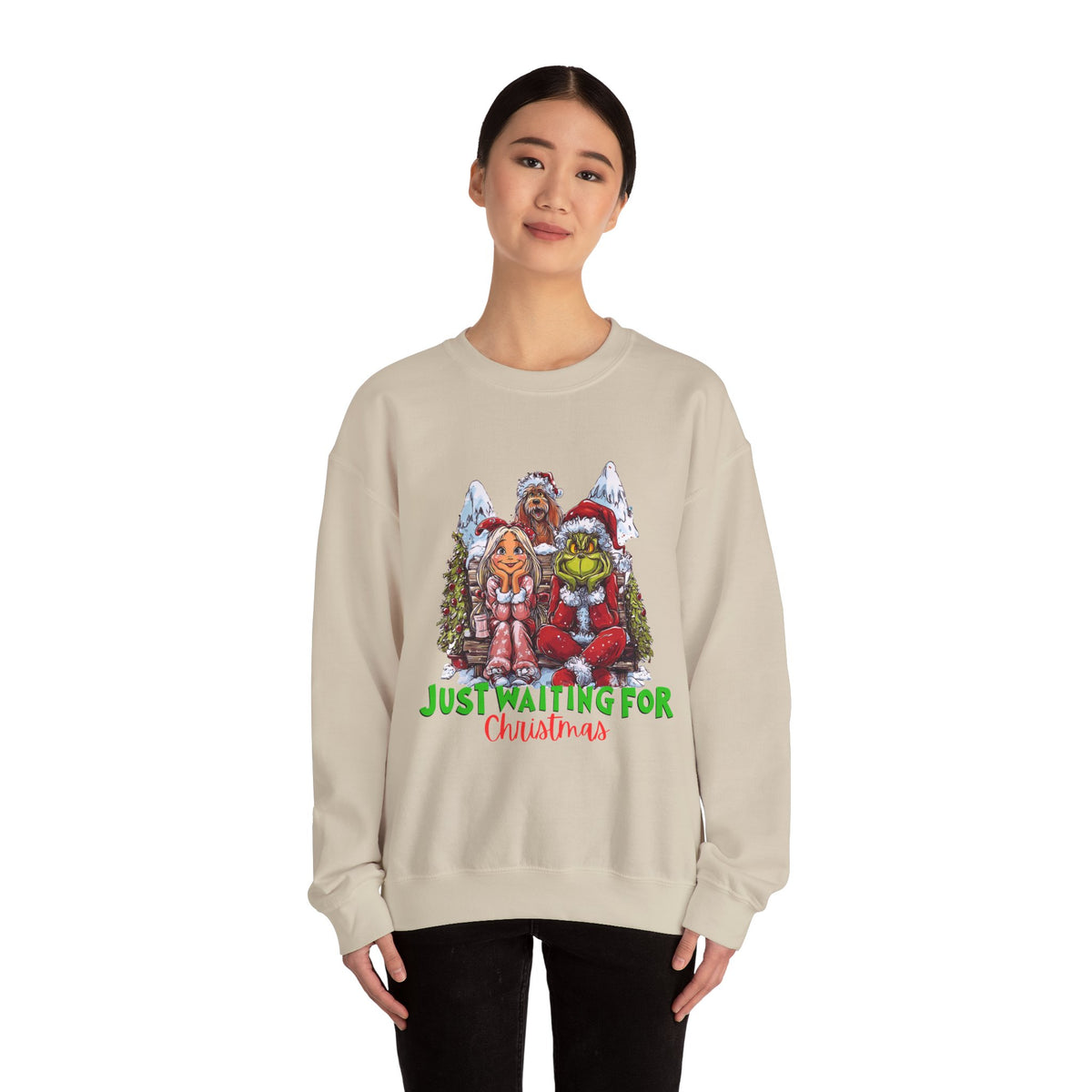 Just Waiting For Christmas Grinch Unisex Heavy Blend™ Crewneck Sweatshirt