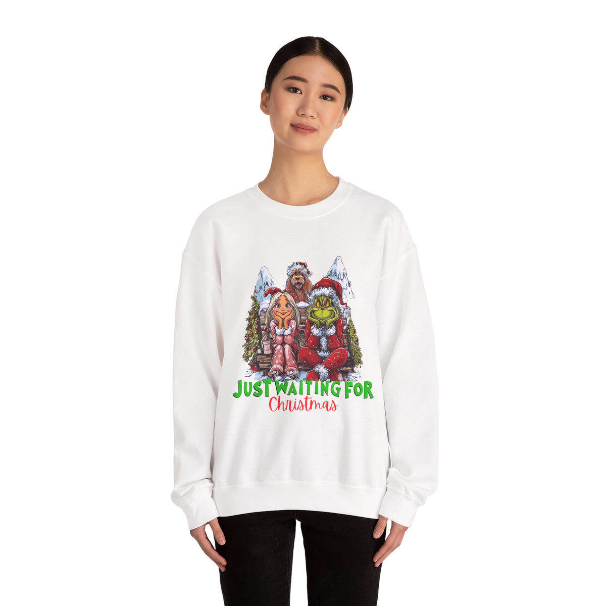 Just Waiting For Christmas Grinch Unisex Heavy Blend™ Crewneck Sweatshirt