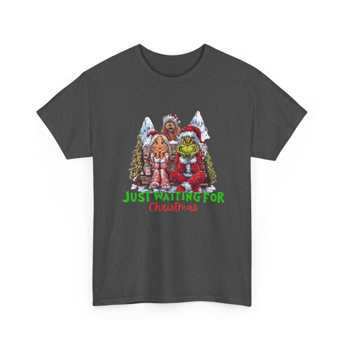 Just Waiting For Christmas Grinch Unisex Heavy Cotton Tee