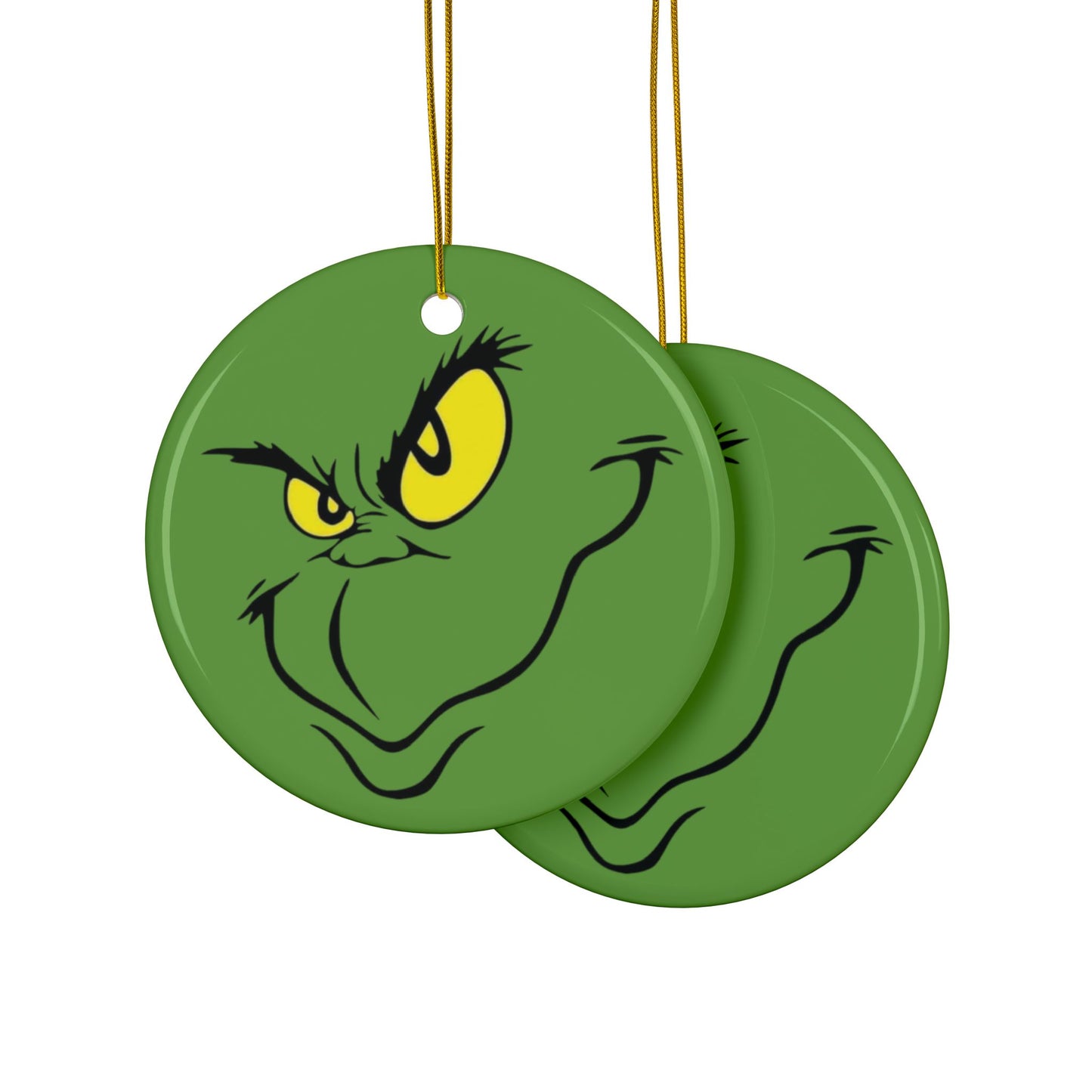Grinch Ceramic Ornaments, 2-Side Print, (1pc, 3pcs, 5pcs, 10pcs)