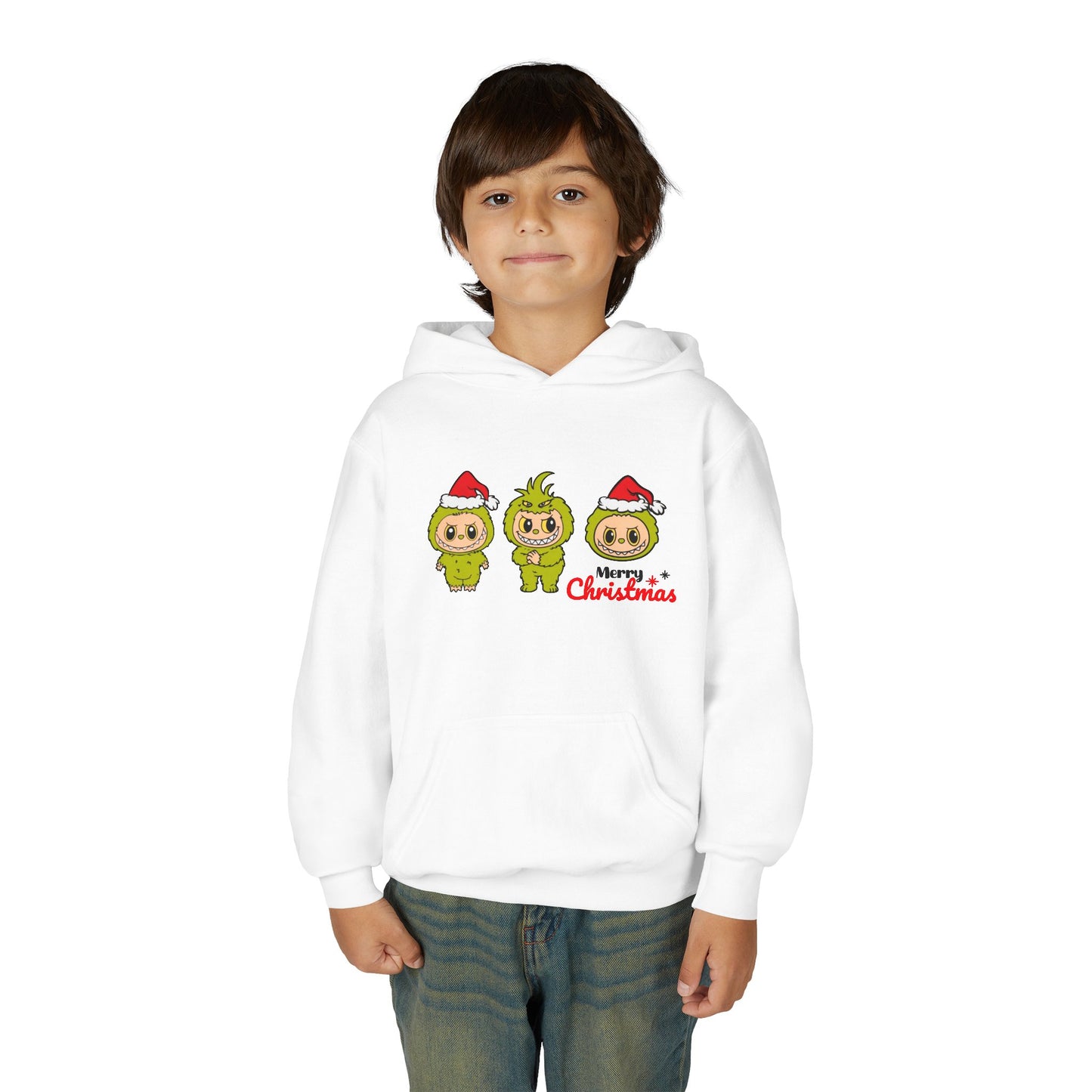 Merry Christmas Labubu Youth Heavy Blend Hooded Sweatshirt