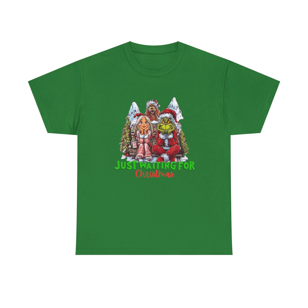 Just Waiting For Christmas Grinch Unisex Heavy Cotton Tee