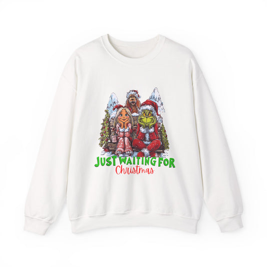 Just Waiting For Christmas Grinch Unisex Heavy Blend™ Crewneck Sweatshirt