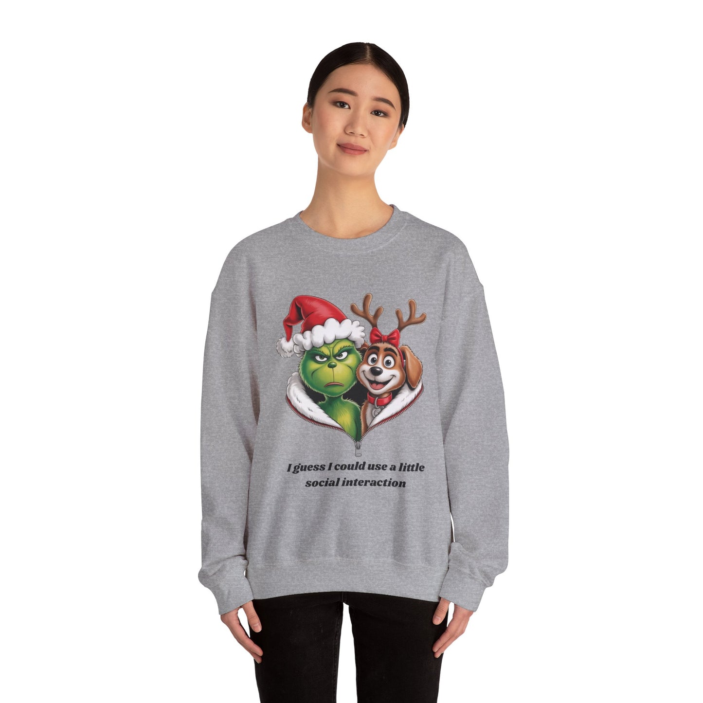 Social Interaction Grinch Unisex Heavy Blend™ Crewneck Sweatshirt