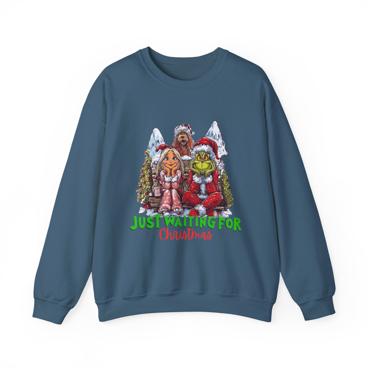 Just Waiting For Christmas Grinch Unisex Heavy Blend™ Crewneck Sweatshirt