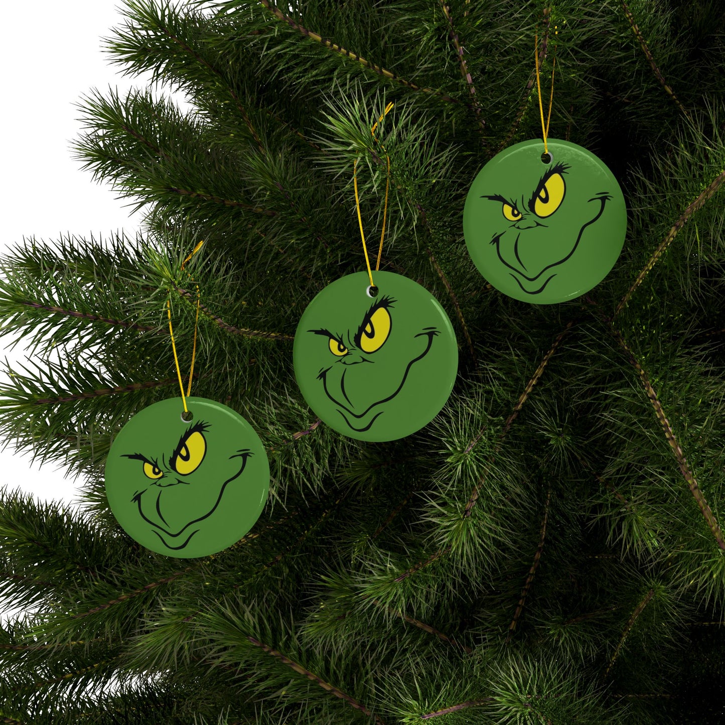 Grinch Ceramic Ornaments, 2-Side Print, (1pc, 3pcs, 5pcs, 10pcs)
