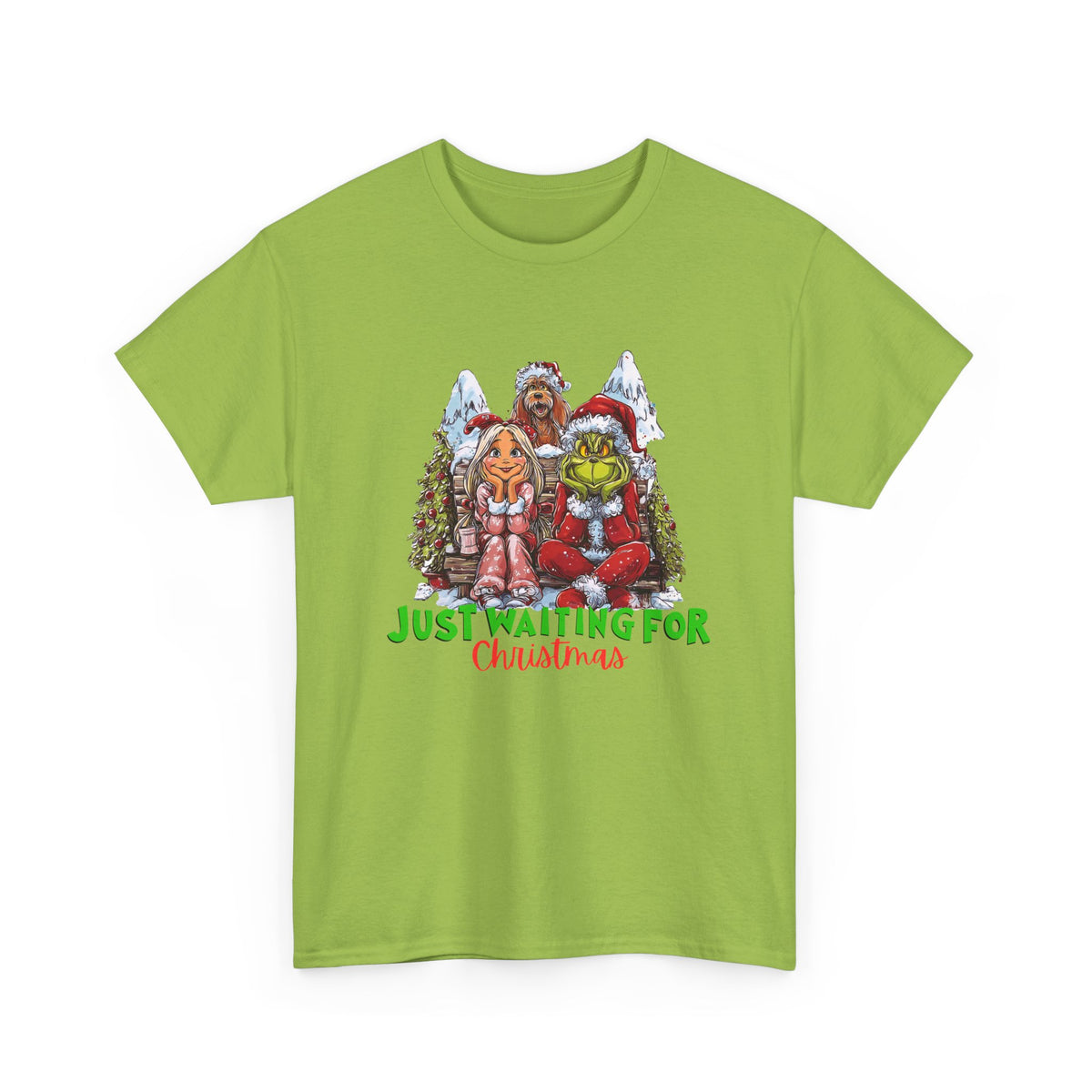 Just Waiting For Christmas Grinch Unisex Heavy Cotton Tee