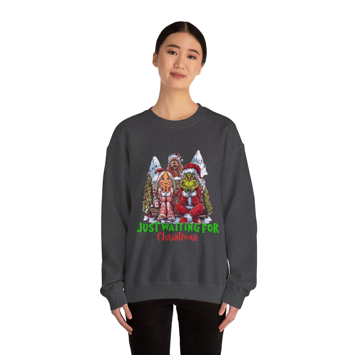 Just Waiting For Christmas Grinch Unisex Heavy Blend™ Crewneck Sweatshirt
