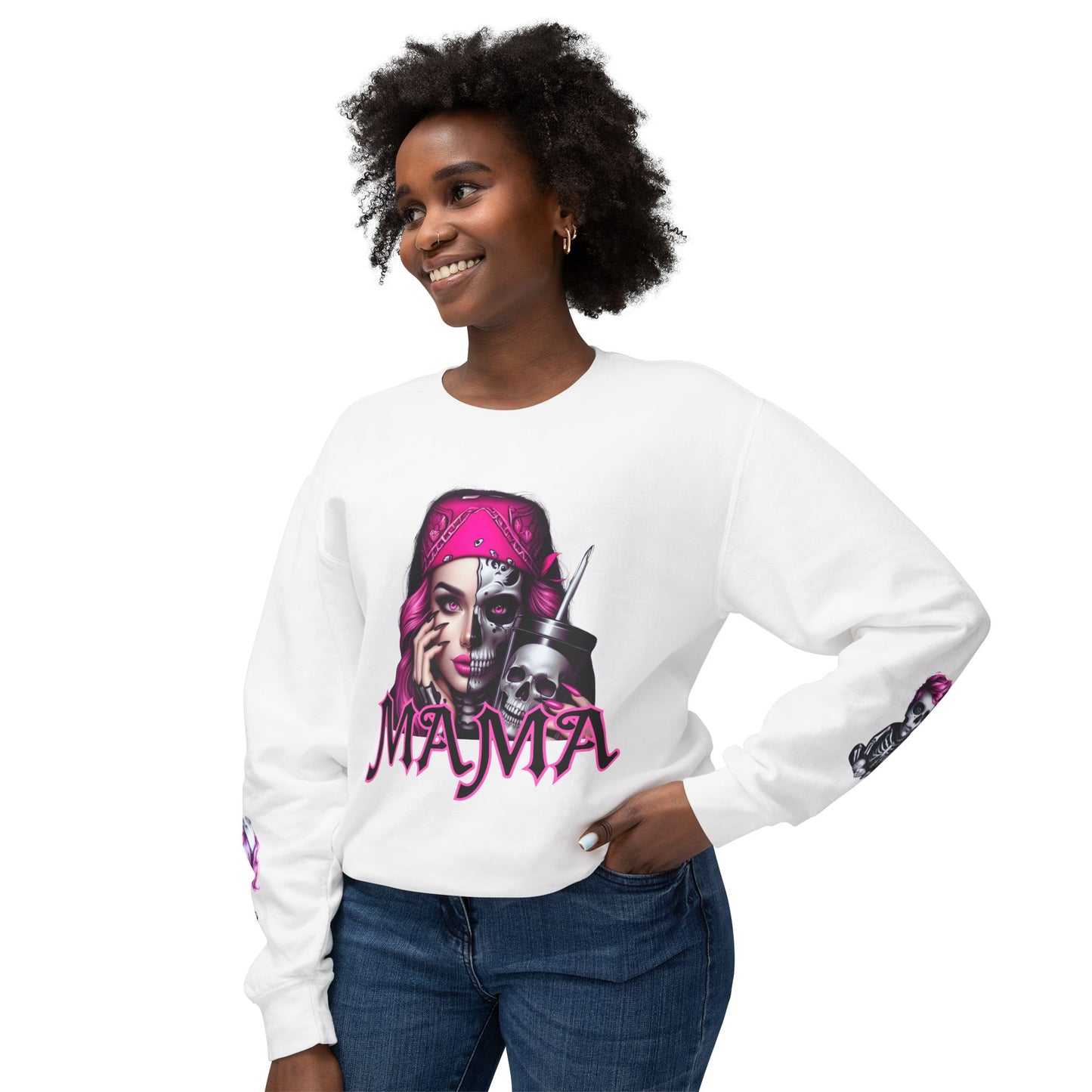 Mama Skeleton Unisex Lightweight Crewneck Sweatshirt