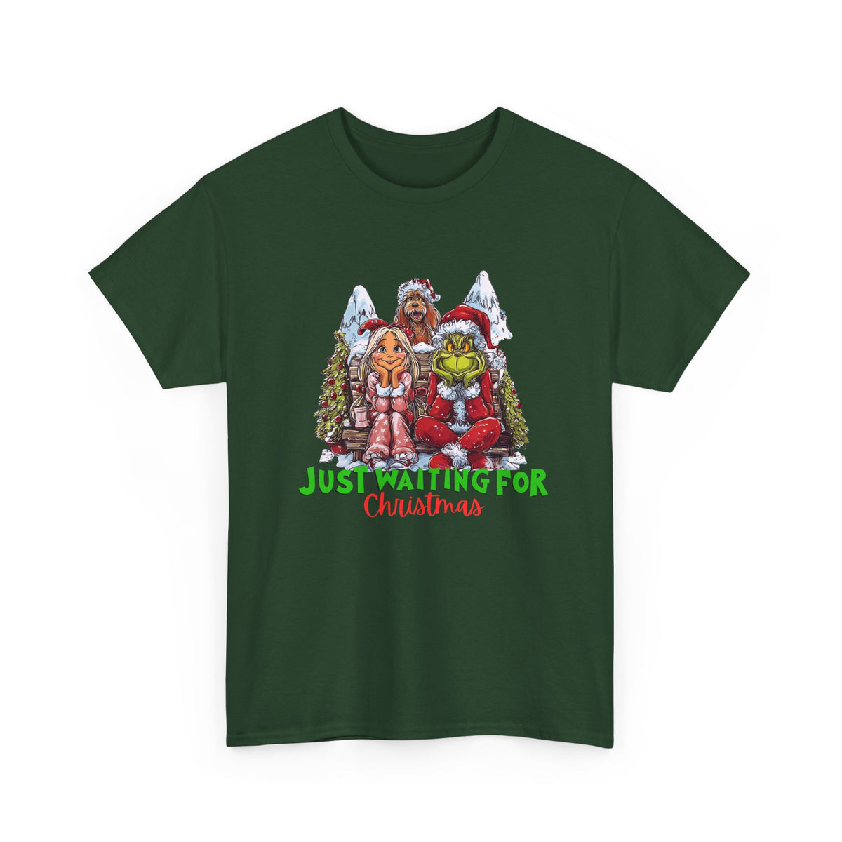 Just Waiting For Christmas Grinch Unisex Heavy Cotton Tee