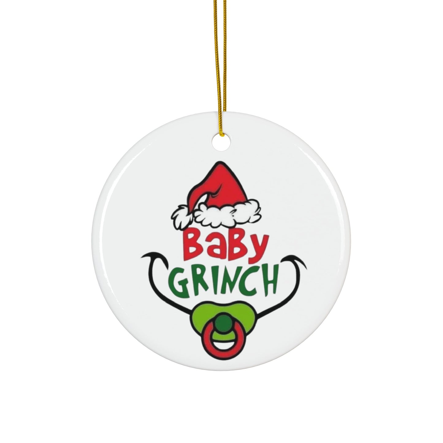 Baby Grinch Ceramic Ornaments, 2-Side Print, (1pc, 3pcs, 5pcs, 10pcs)