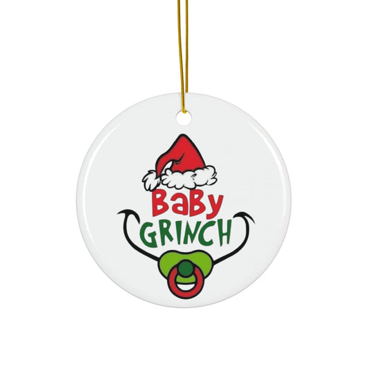 Baby Grinch Ceramic Ornaments, 2-Side Print, (1pc, 3pcs, 5pcs, 10pcs)