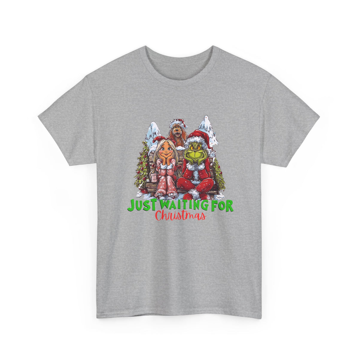 Just Waiting For Christmas Grinch Unisex Heavy Cotton Tee