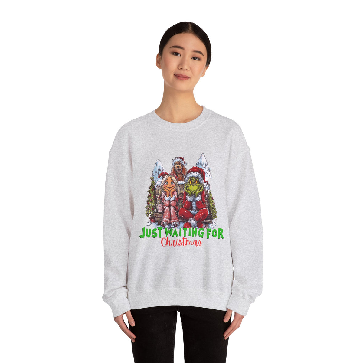 Just Waiting For Christmas Grinch Unisex Heavy Blend™ Crewneck Sweatshirt