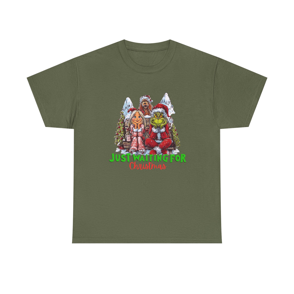 Just Waiting For Christmas Grinch Unisex Heavy Cotton Tee