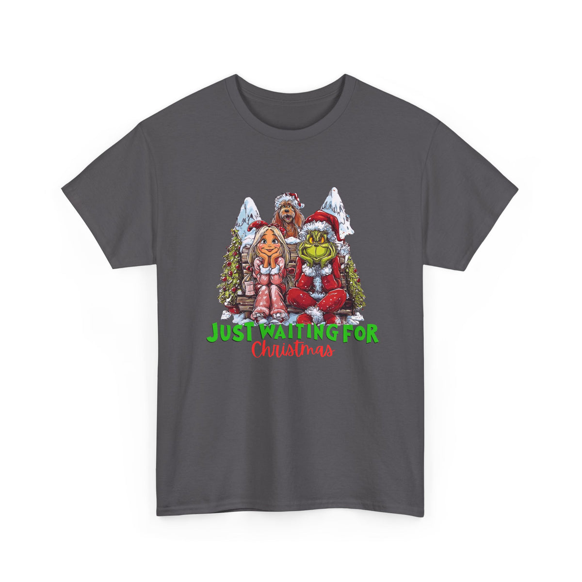 Just Waiting For Christmas Grinch Unisex Heavy Cotton Tee