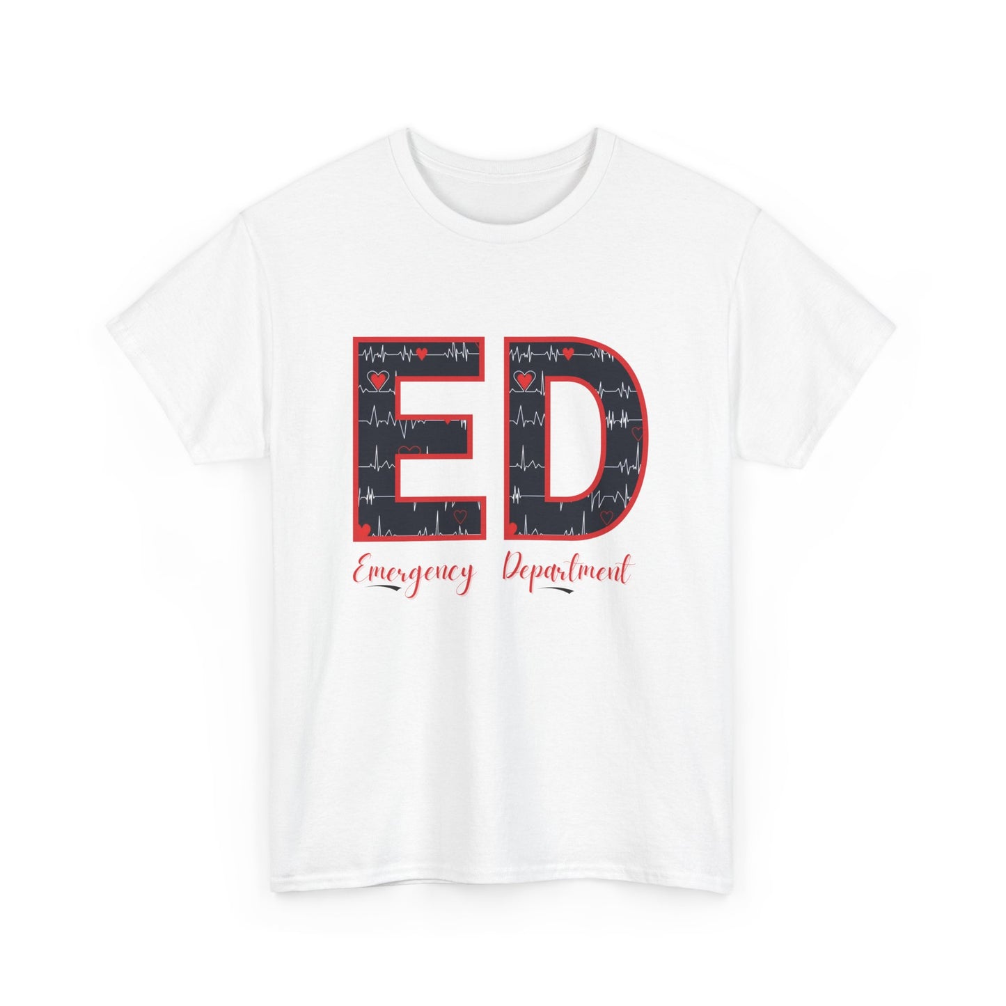 Heart and EKG ED Unisex Heavy Cotton Tee