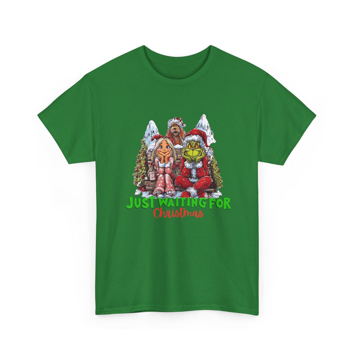 Just Waiting For Christmas Grinch Unisex Heavy Cotton Tee