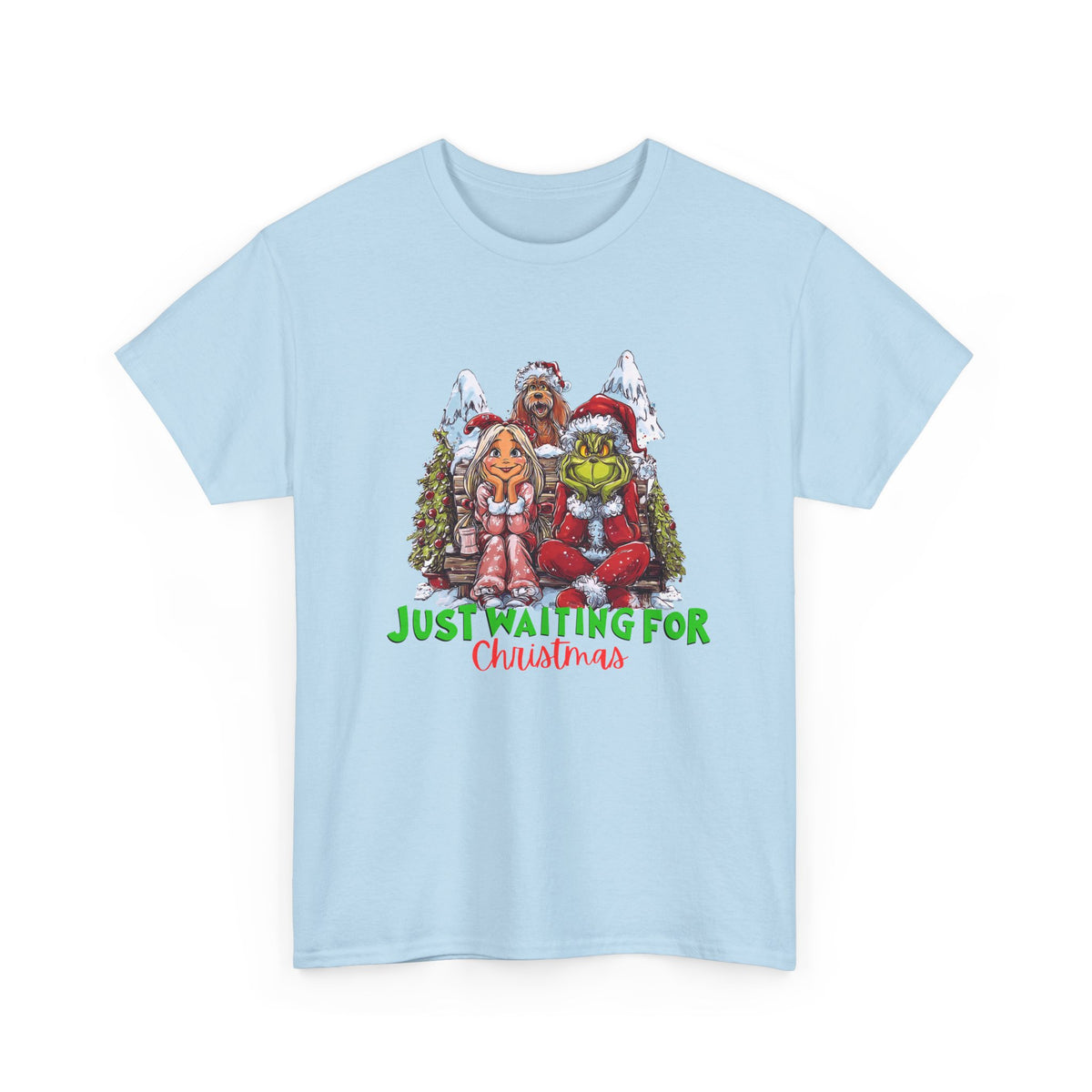 Just Waiting For Christmas Grinch Unisex Heavy Cotton Tee