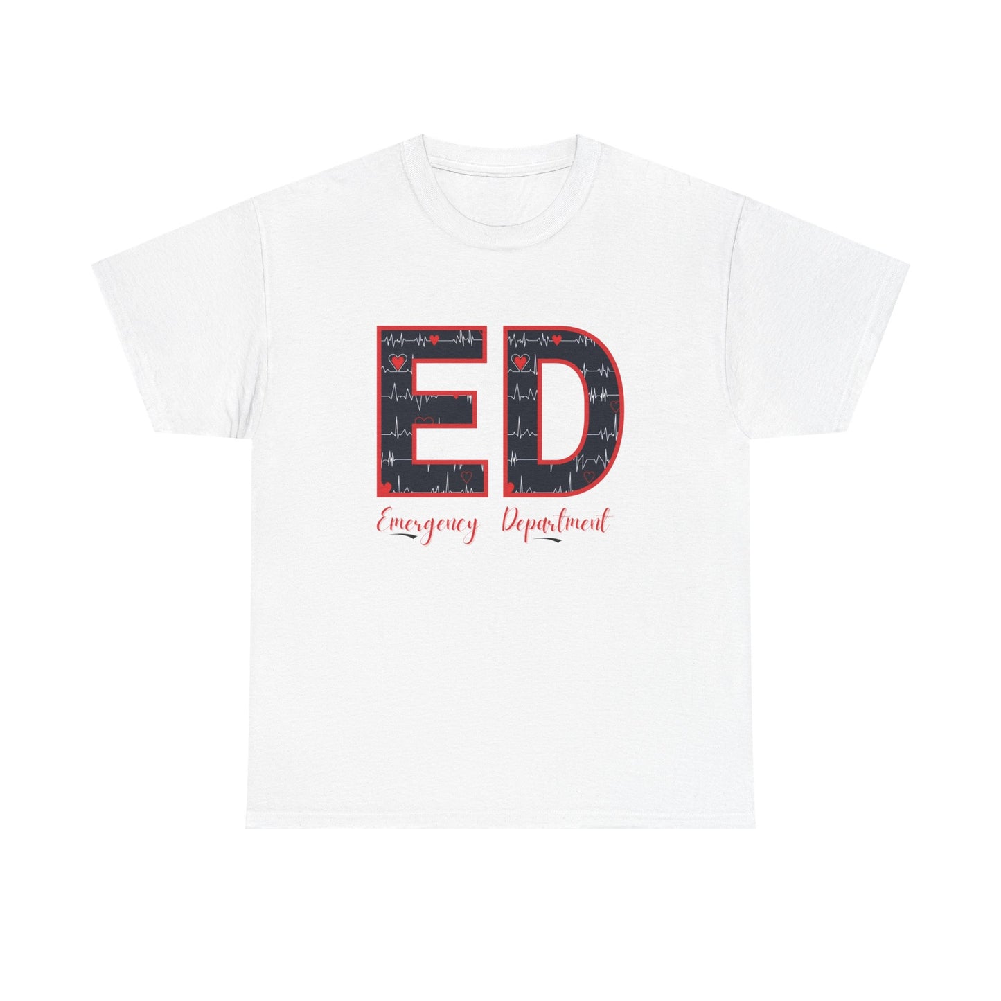 Heart and EKG ED Unisex Heavy Cotton Tee