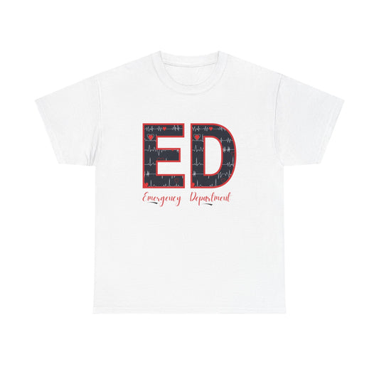 Heart and EKG ED Unisex Heavy Cotton Tee