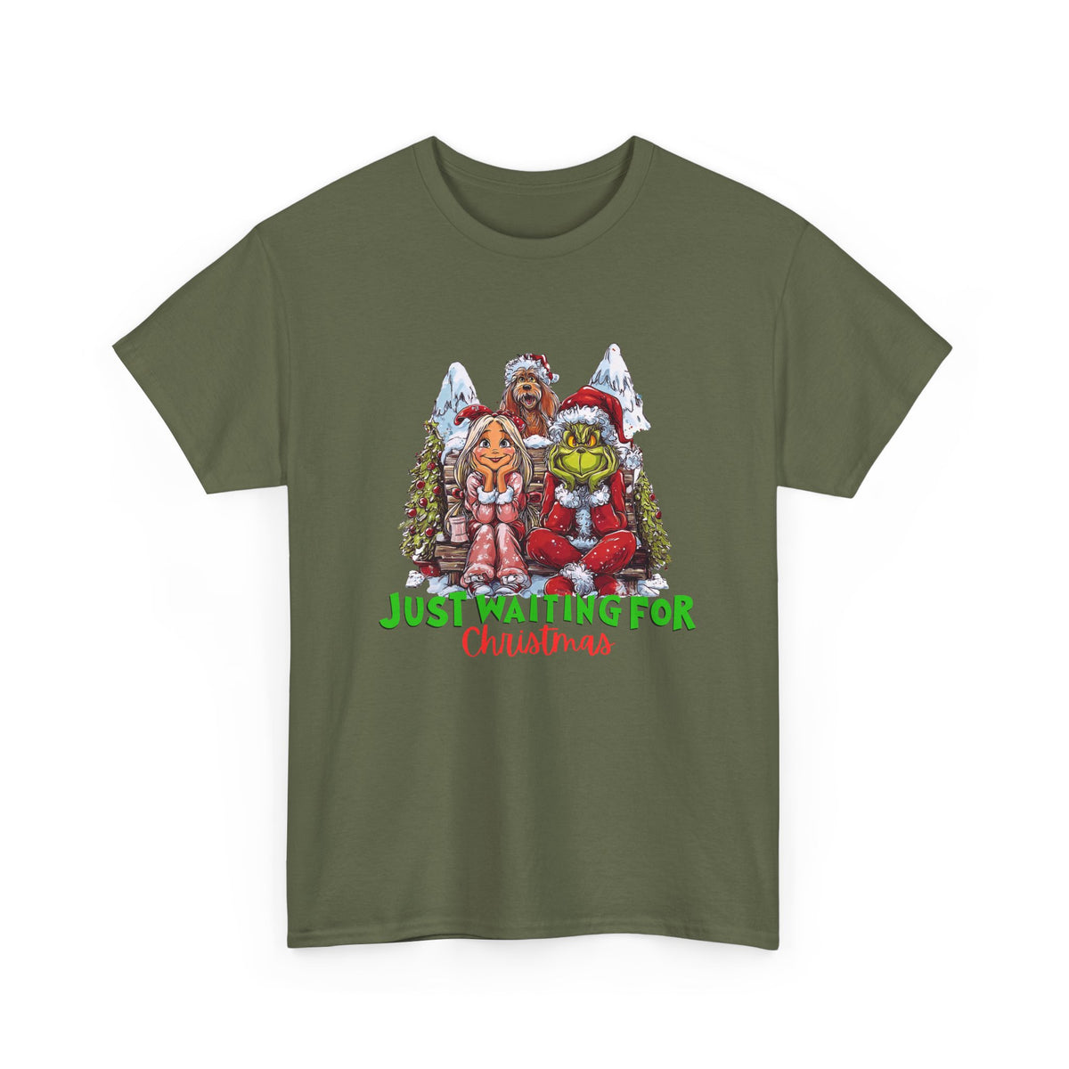 Just Waiting For Christmas Grinch Unisex Heavy Cotton Tee