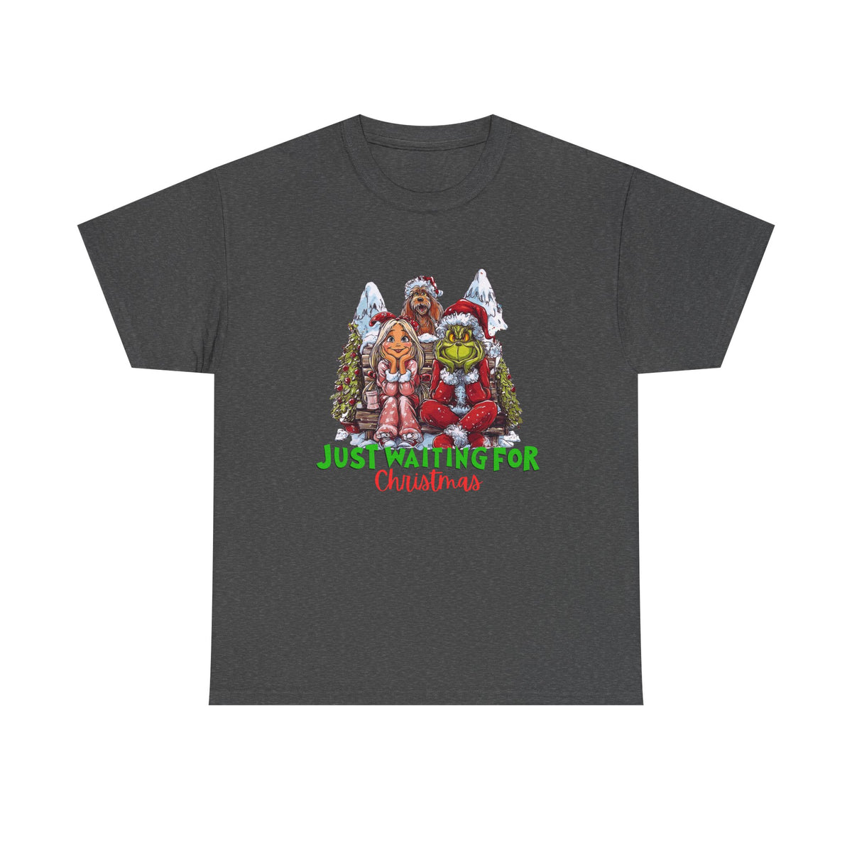Just Waiting For Christmas Grinch Unisex Heavy Cotton Tee