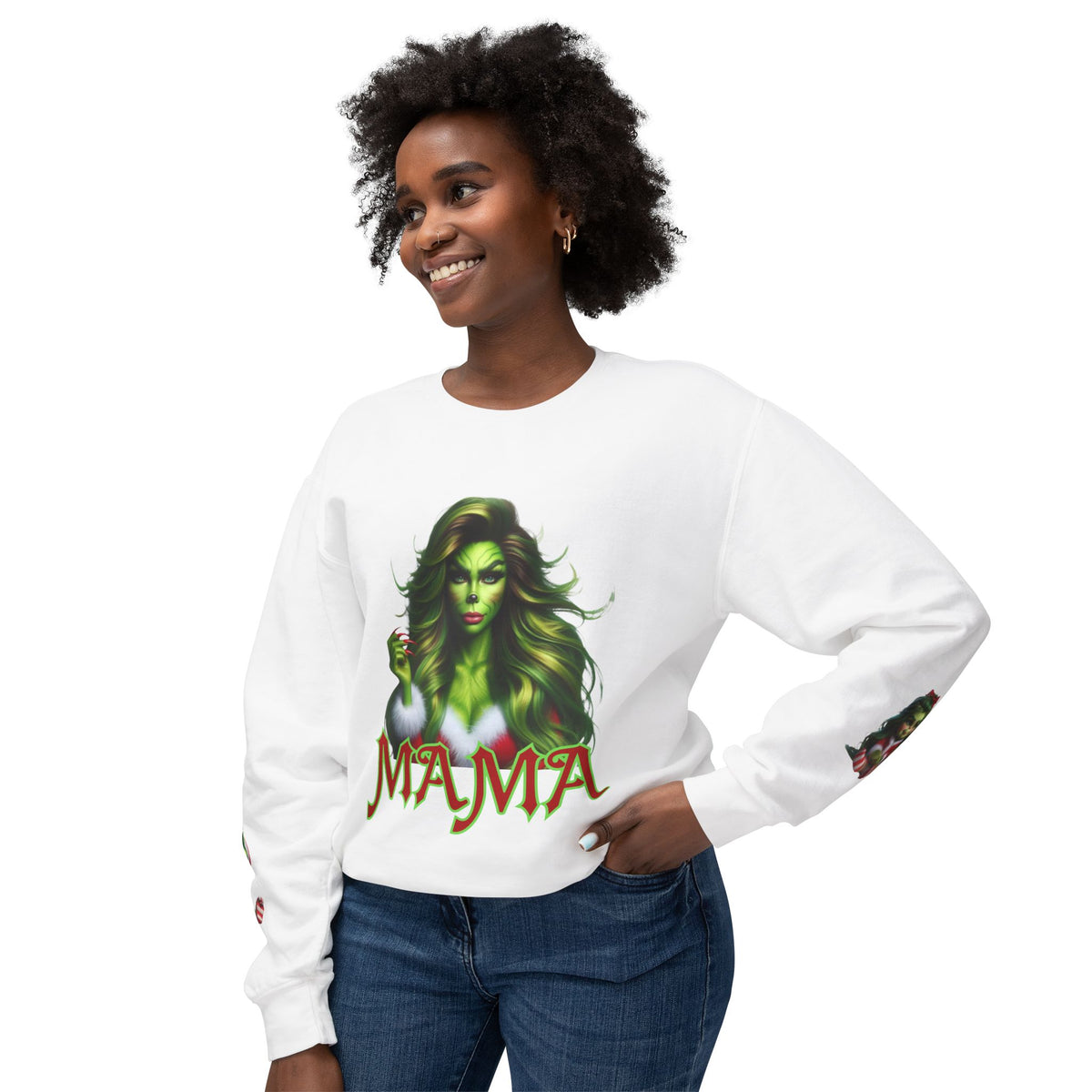 Mama Grinch Unisex Lightweight Crewneck Sweatshirt