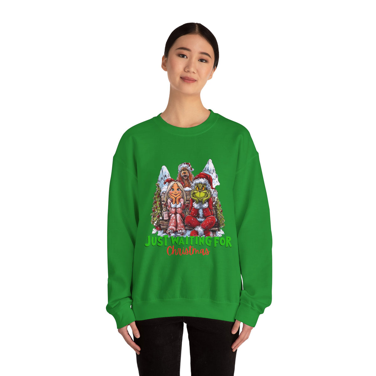 Just Waiting For Christmas Grinch Unisex Heavy Blend™ Crewneck Sweatshirt