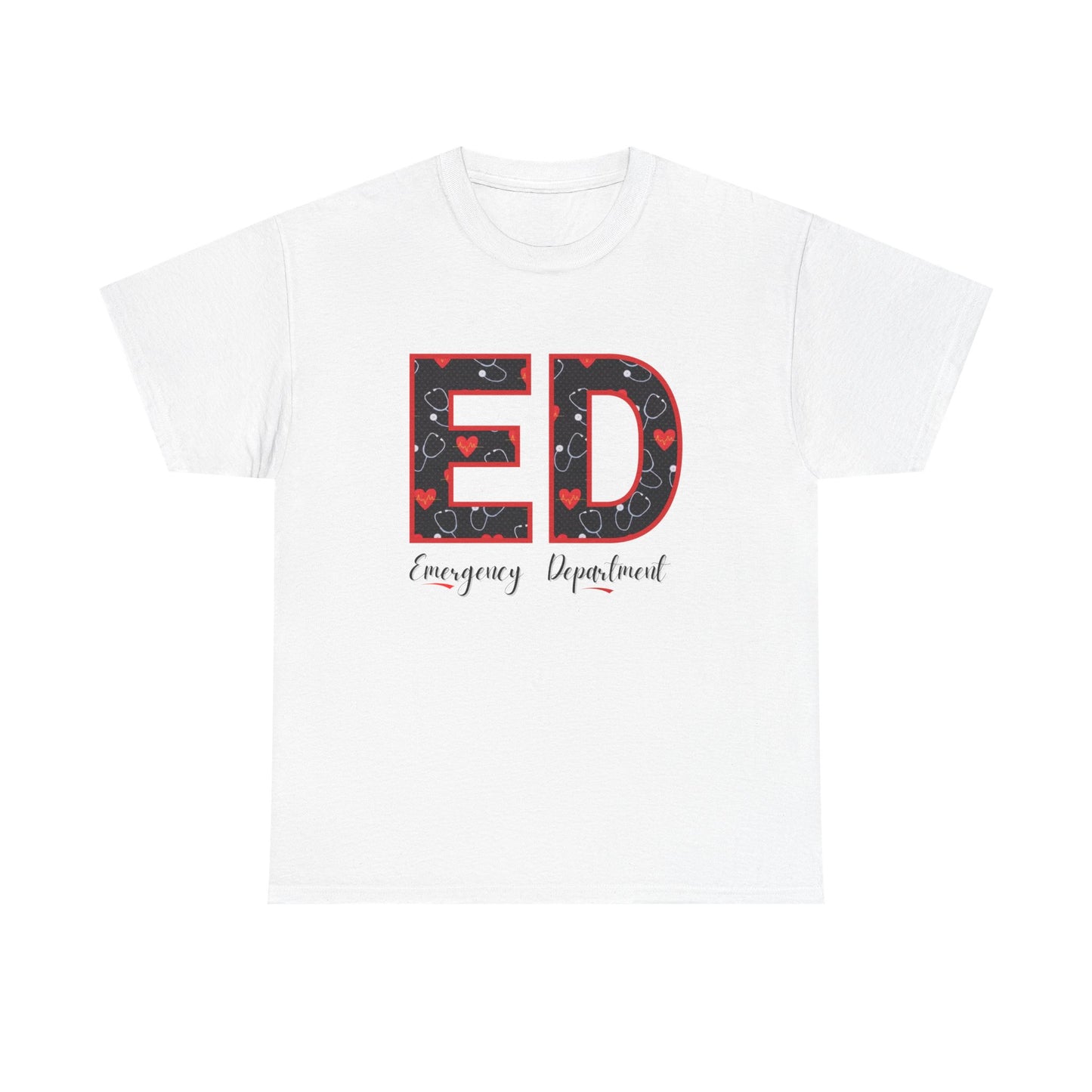 Hearts and Stethoscope ED Unisex Heavy Cotton Tee