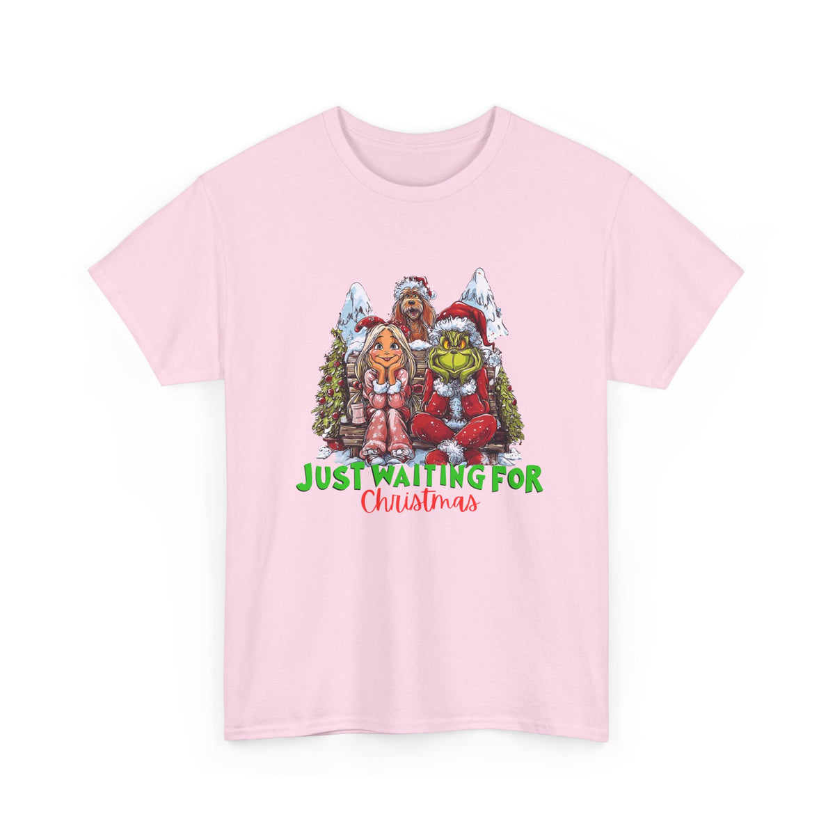 Just Waiting For Christmas Grinch Unisex Heavy Cotton Tee