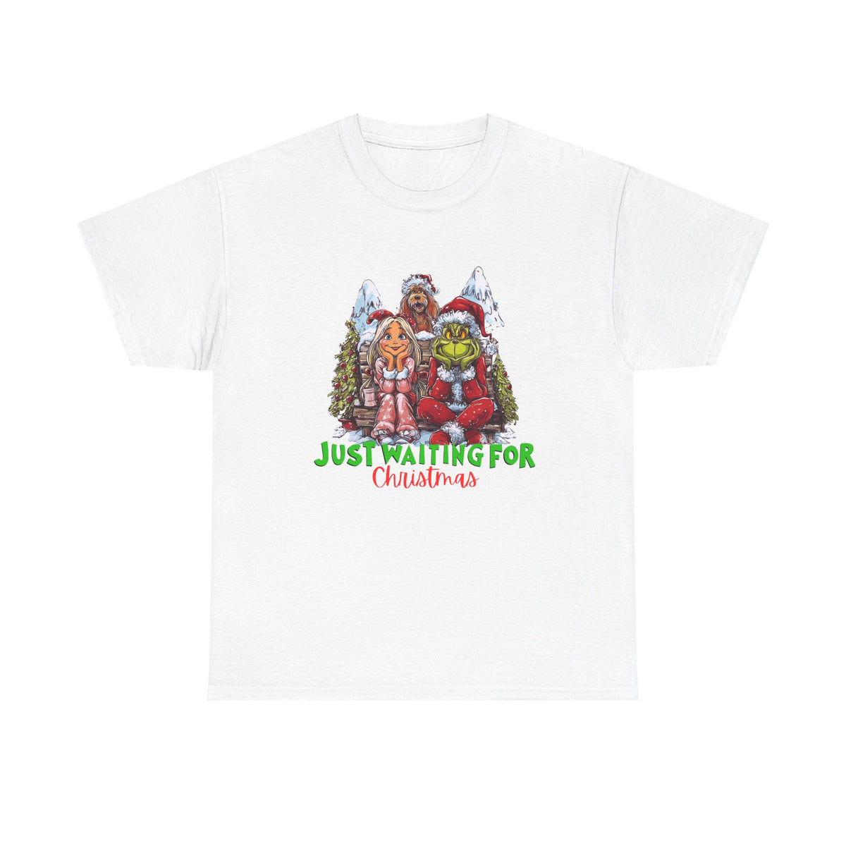 Just Waiting For Christmas Grinch Unisex Heavy Cotton Tee