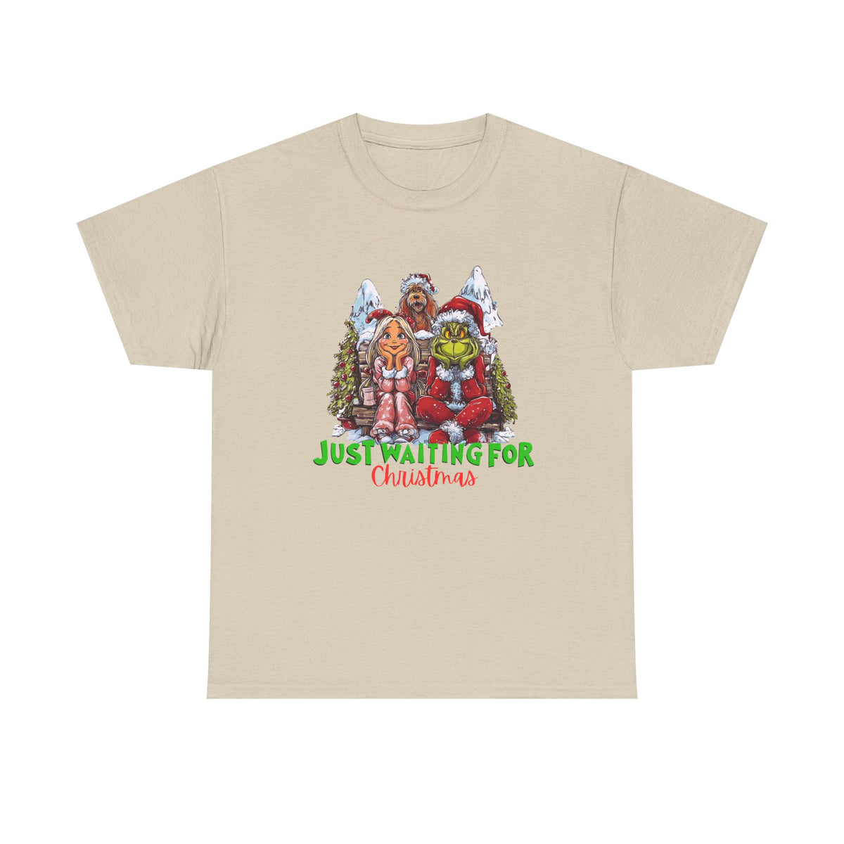 Just Waiting For Christmas Grinch Unisex Heavy Cotton Tee