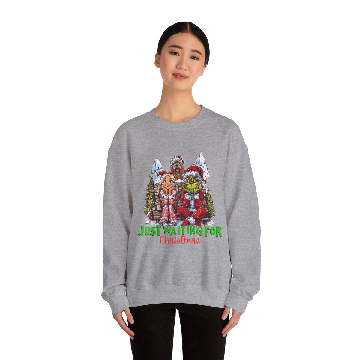 Just Waiting For Christmas Grinch Unisex Heavy Blend™ Crewneck Sweatshirt