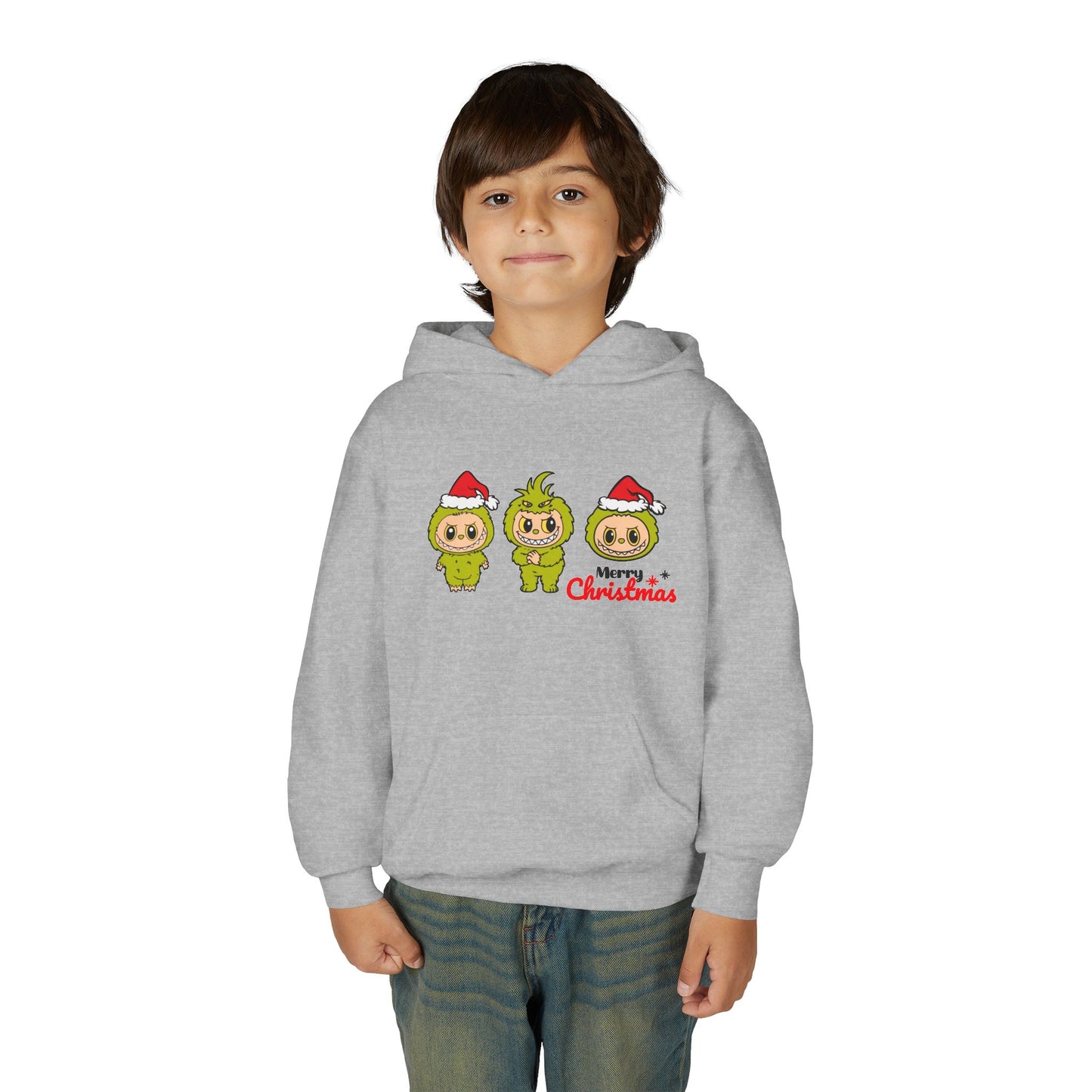 Merry Christmas Labubu Youth Heavy Blend Hooded Sweatshirt