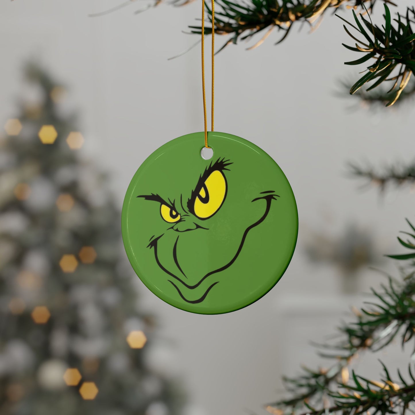 Grinch Ceramic Ornaments, 2-Side Print, (1pc, 3pcs, 5pcs, 10pcs)