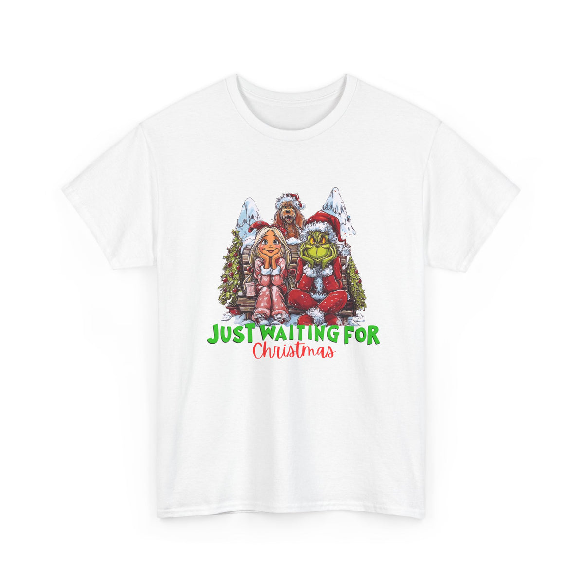 Just Waiting For Christmas Grinch Unisex Heavy Cotton Tee