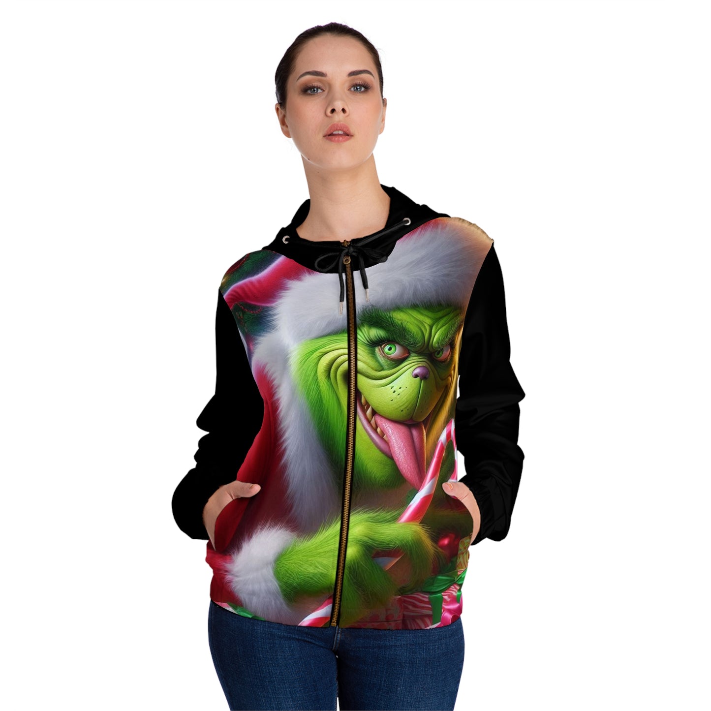 Grinch Women’s Full-Zip Hoodie (AOP)