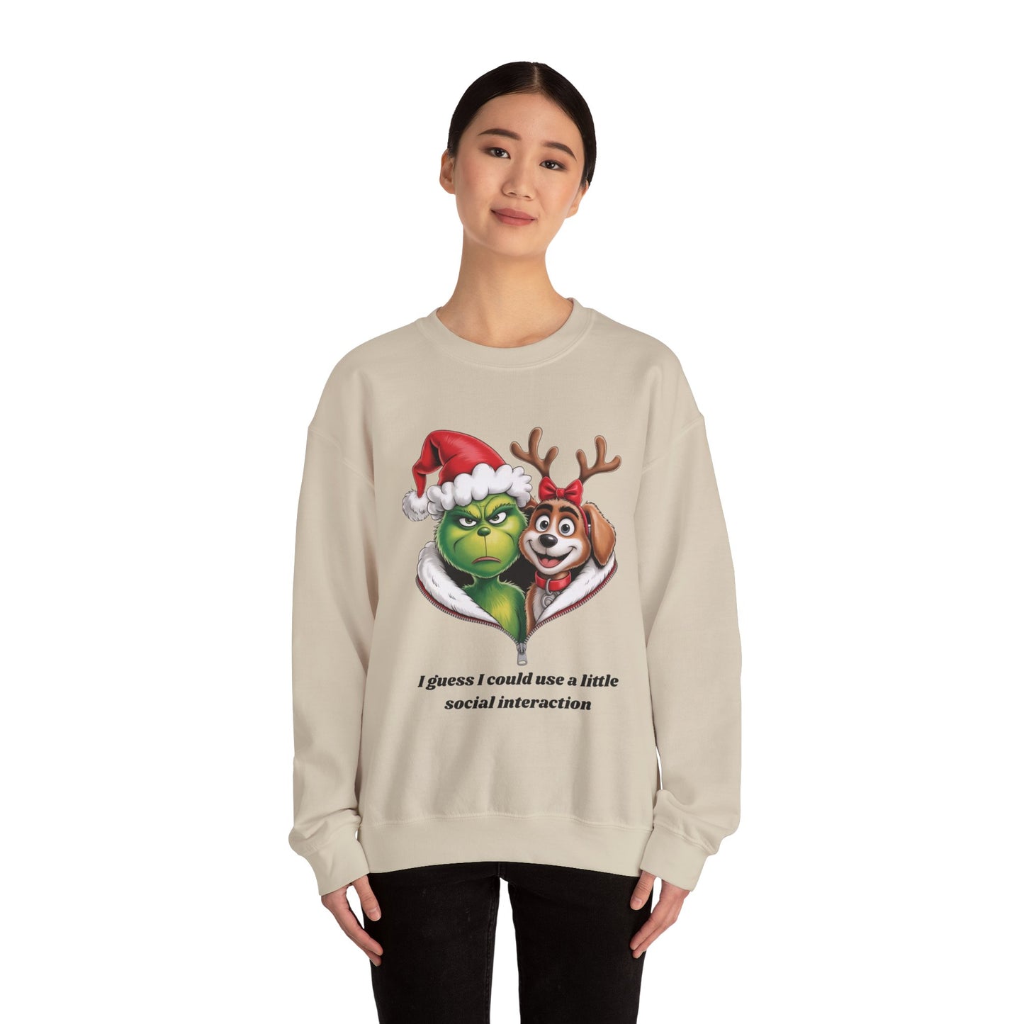 Social Interaction Grinch Unisex Heavy Blend™ Crewneck Sweatshirt