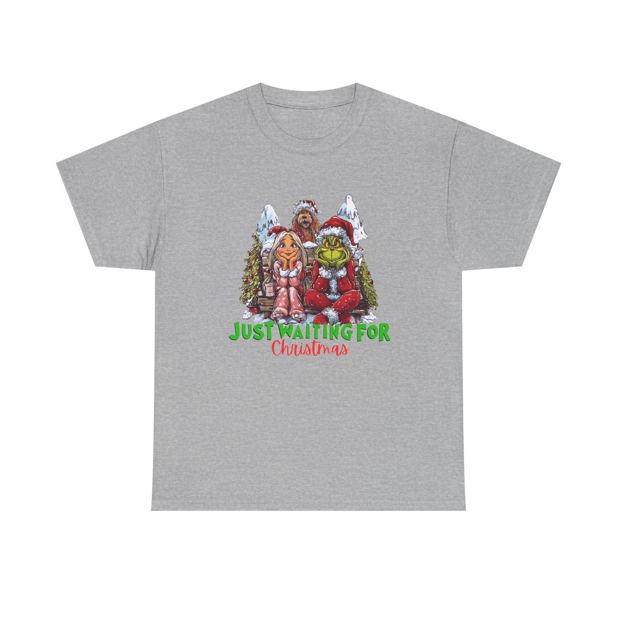 Just Waiting For Christmas Grinch Unisex Heavy Cotton Tee