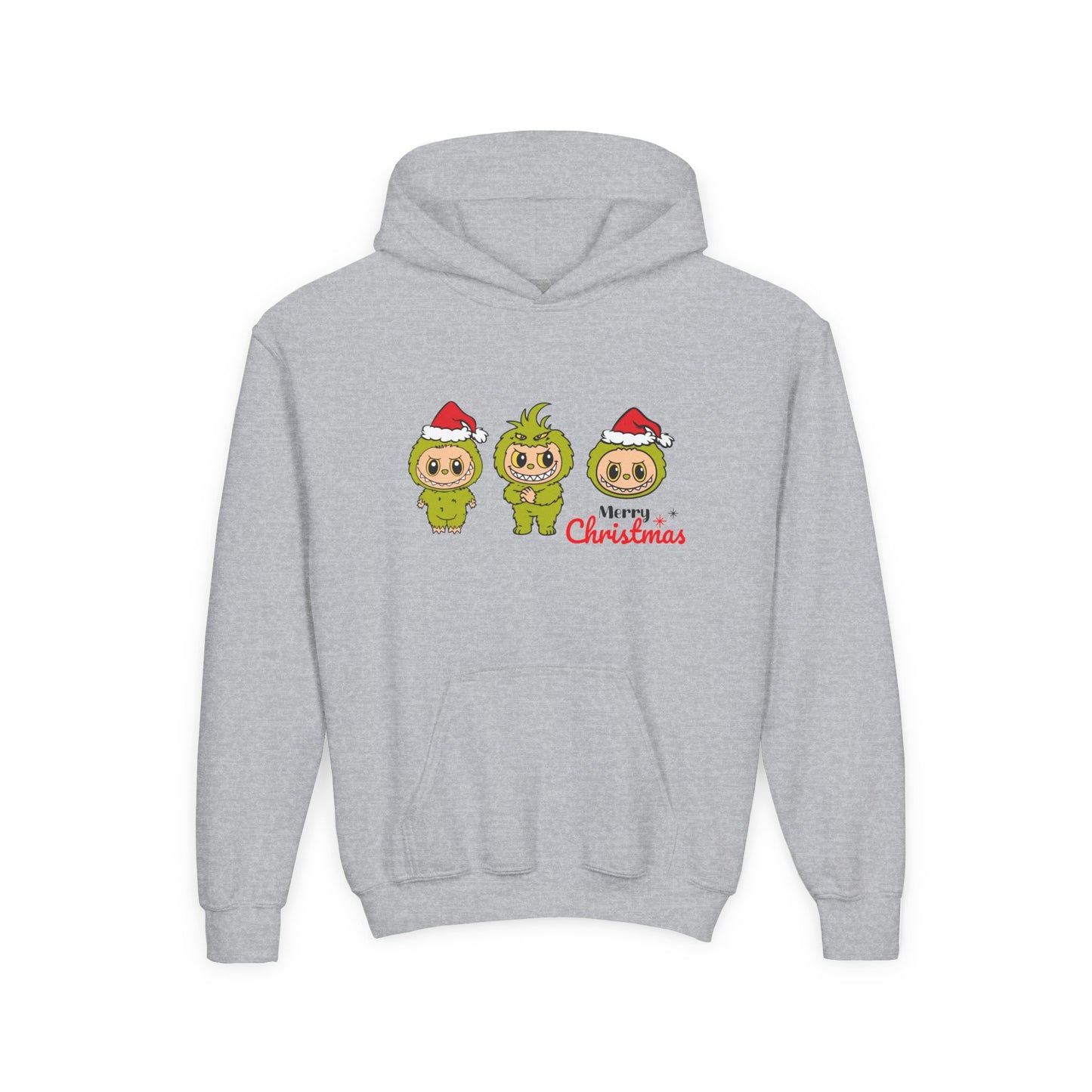 Merry Christmas Labubu Youth Heavy Blend Hooded Sweatshirt