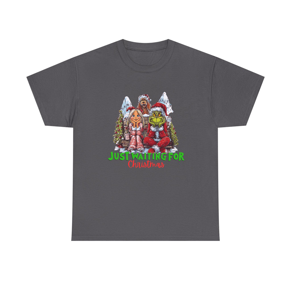 Just Waiting For Christmas Grinch Unisex Heavy Cotton Tee
