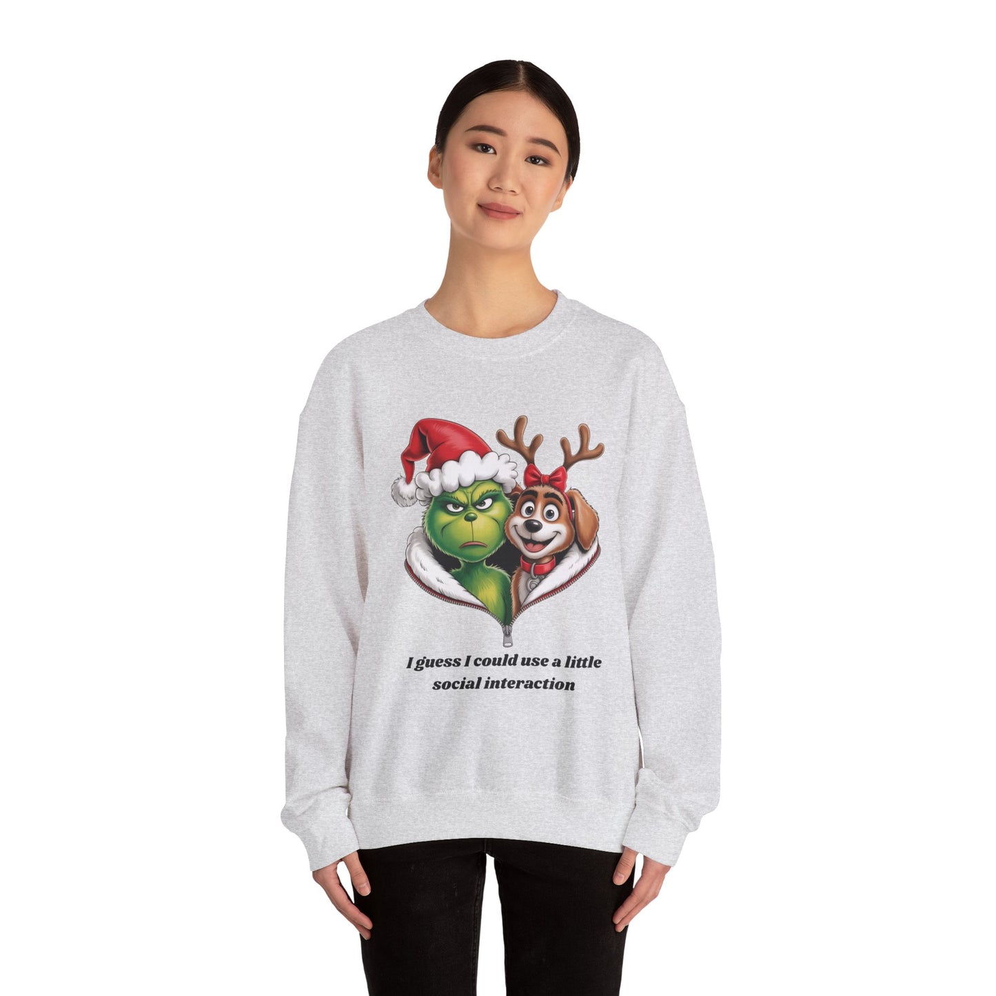Social Interaction Grinch Unisex Heavy Blend™ Crewneck Sweatshirt